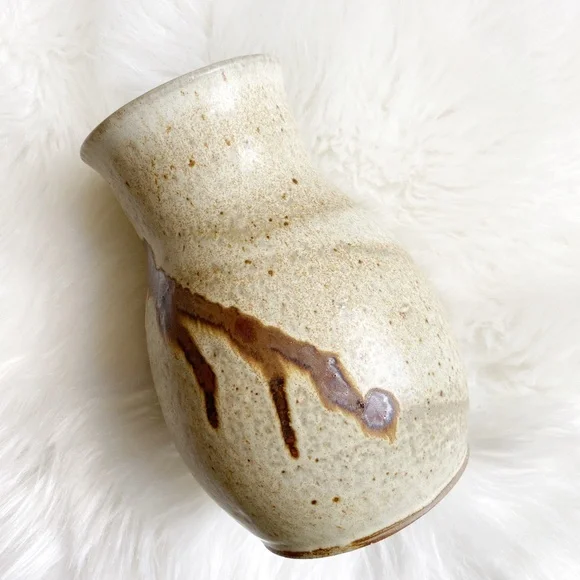 Vintage Brown Modern Vases Signed Artisan Studio Pottery Neutral Handmade Vase - Picture 5 of 5